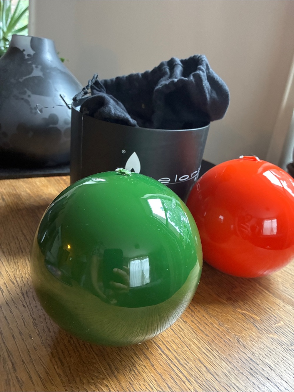 Decorative Orb Candle - Green and Red